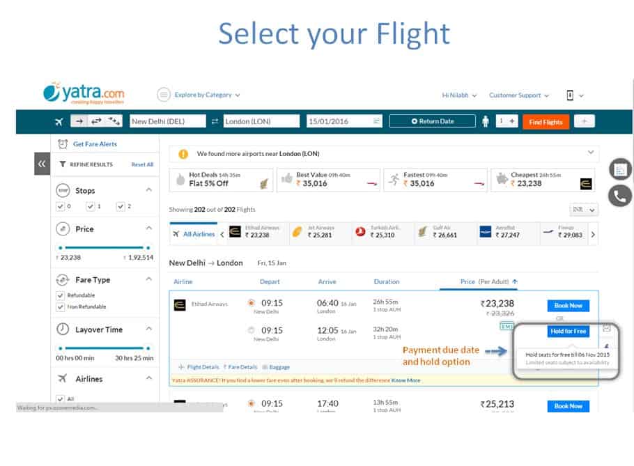 Flight Itinerary for Visa